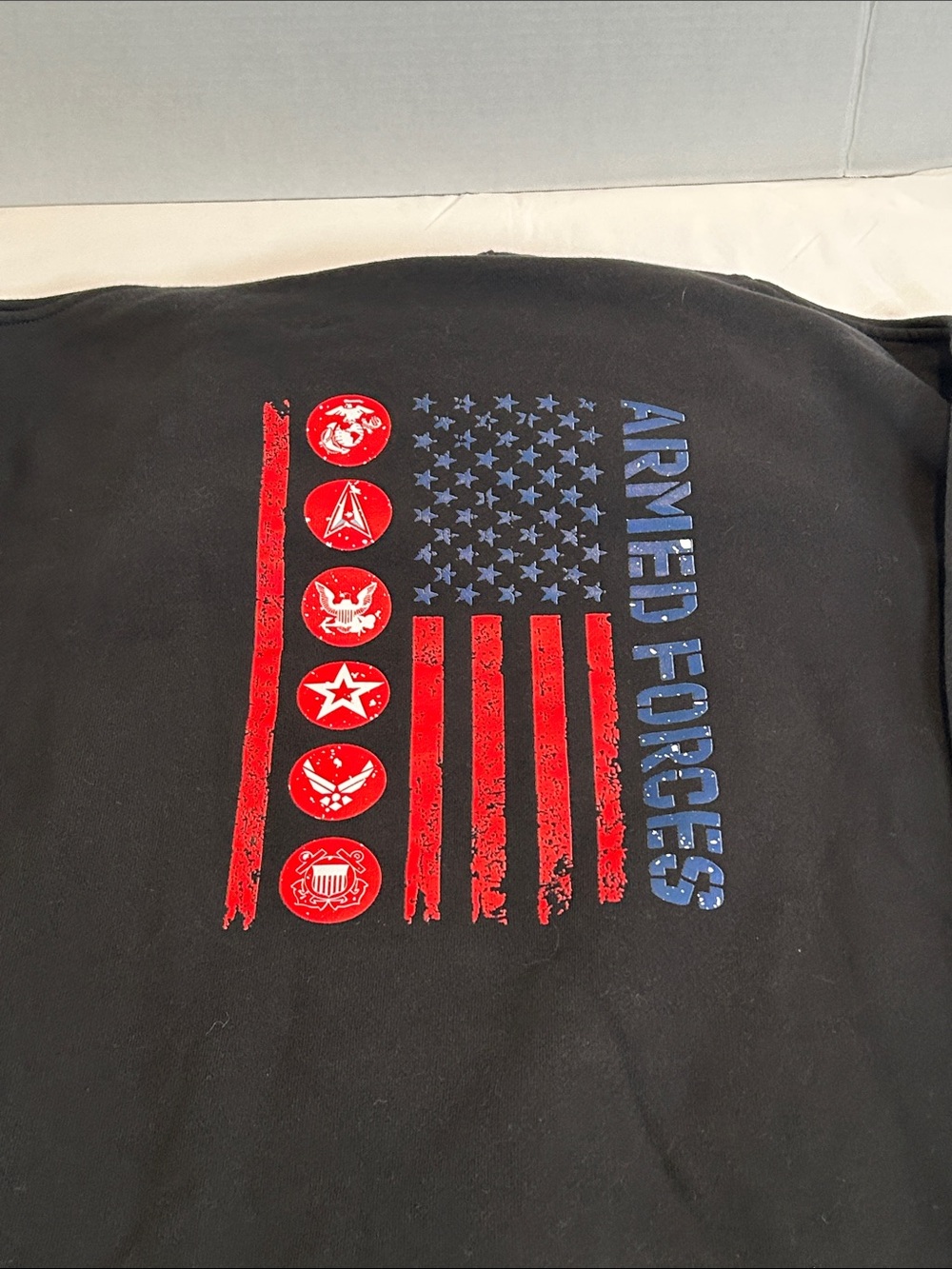 New Balance x Wow Factor Black Armed Forces Hoodie Back Graphic Fits L XL